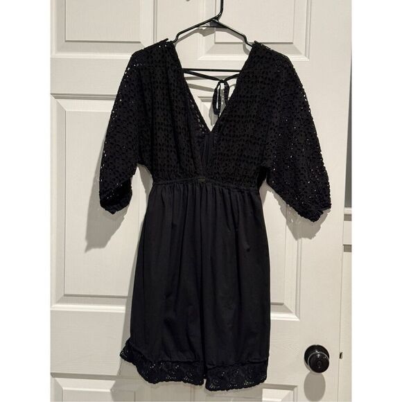 O’Neill Black Cotton Bodhi Eyelet Lace Boho Mini Dress Size Small - Picture 10 of 13